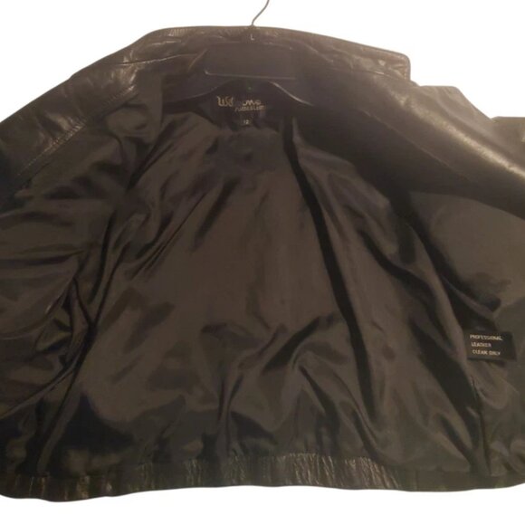 Vintage 80s 90s Wilsons Black Leather Cropped Biker Punk Moto Jacket Sz M - Picture 13 of 16